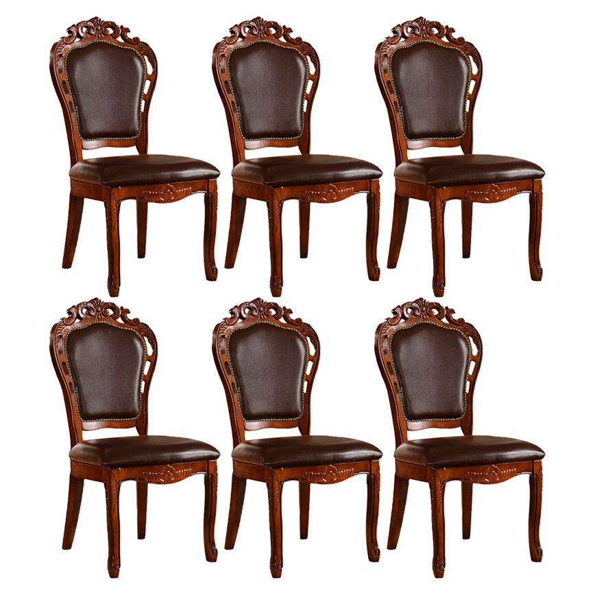 Wood Victorian Style Dining Chair Open Back Dining Side Chair for Home Red Brown 6 Piece Set Clearhalo ' kitchen&dining_furn' 'Dining Chairs' 'Dining Tables & Seating' 'dining_chair' 'furn' 'furn_dining_chair' 'Furniture' 'furniture_dining_chair' 'Kitchen & Dining Furniture' 'kitchen' 3705107