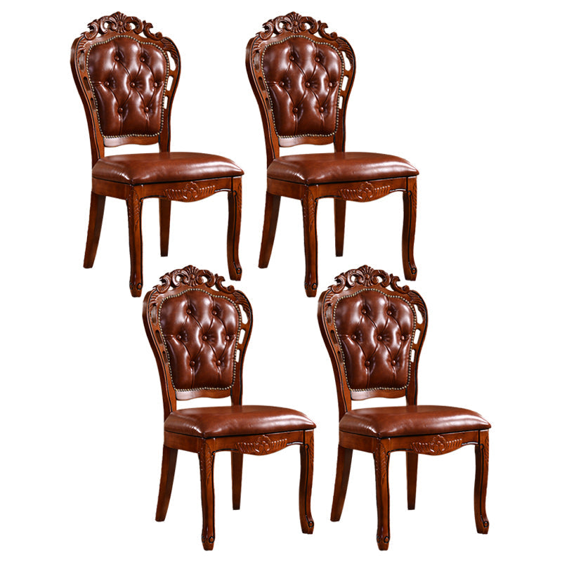 Wood Victorian Style Dining Chair Open Back Dining Side Chair for Home Tan 4 Piece Set Clearhalo ' kitchen&dining_furn' 'Dining Chairs' 'Dining Tables & Seating' 'dining_chair' 'furn' 'furn_dining_chair' 'Furniture' 'furniture_dining_chair' 'Kitchen & Dining Furniture' 'kitchen' 3705112