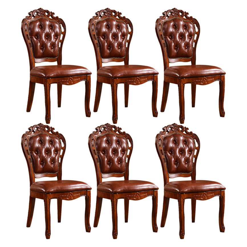 Wood Victorian Style Dining Chair Open Back Dining Side Chair for Home Tan 6 Piece Set Clearhalo ' kitchen&dining_furn' 'Dining Chairs' 'Dining Tables & Seating' 'dining_chair' 'furn' 'furn_dining_chair' 'Furniture' 'furniture_dining_chair' 'Kitchen & Dining Furniture' 'kitchen' 3705113