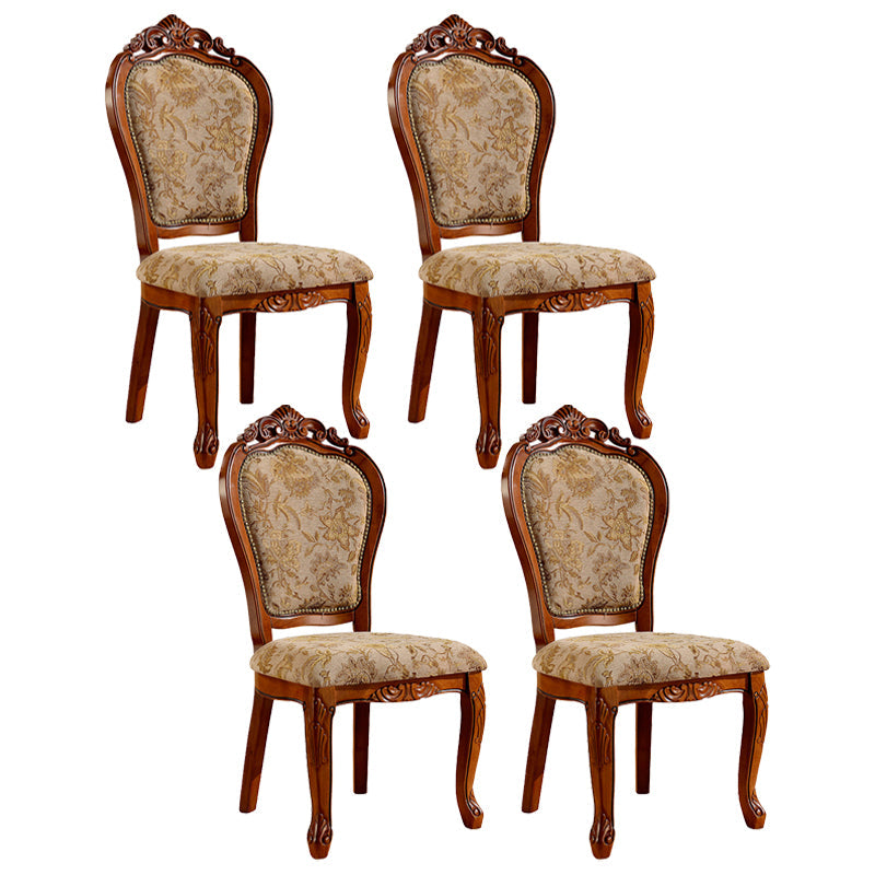 Wood Victorian Style Dining Chair Open Back Dining Side Chair for Home Brown 4 Piece Set Clearhalo ' kitchen&dining_furn' 'Dining Chairs' 'Dining Tables & Seating' 'dining_chair' 'furn' 'furn_dining_chair' 'Furniture' 'furniture_dining_chair' 'Kitchen & Dining Furniture' 'kitchen' 3705115
