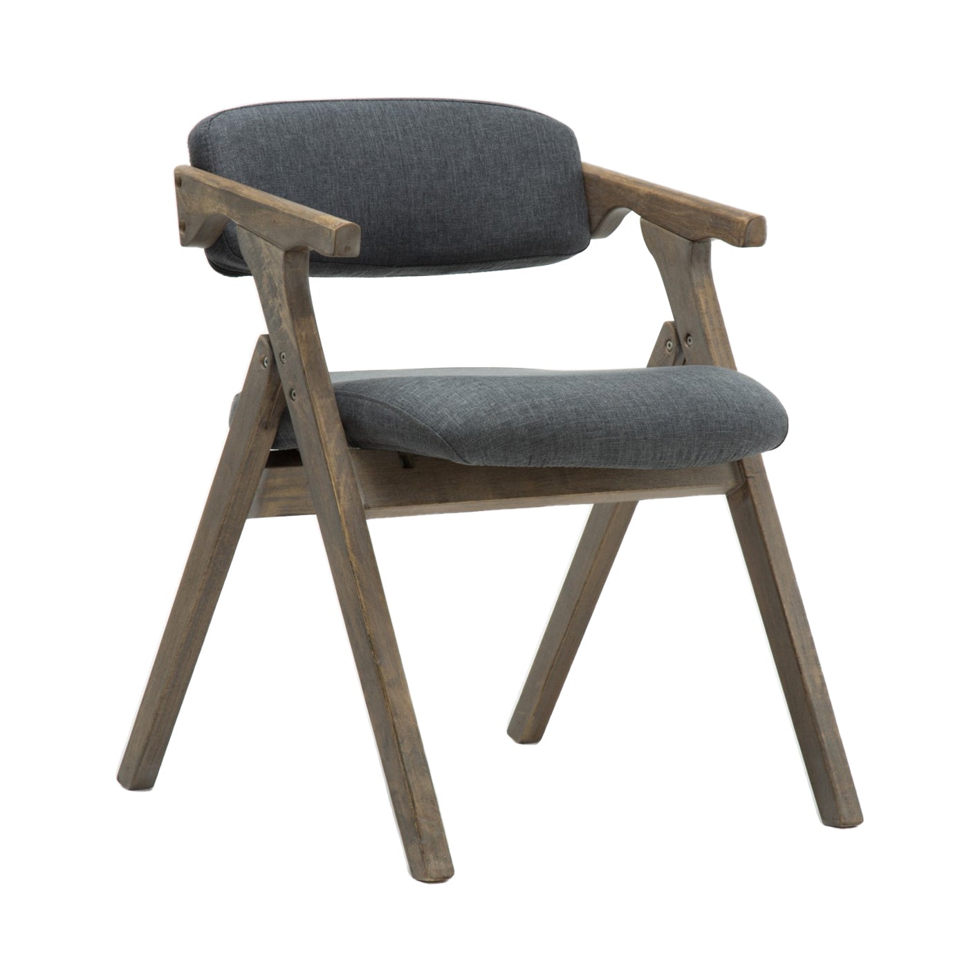 Country Style Dining Arm Chairs Open Back Foldable Upholstered Armchair Dark Gray 1 Piece Walnut Clearhalo ' kitchen&dining_furn' 'Dining Chairs' 'Dining Tables & Seating' 'dining_chair' 'furn' 'furn_dining_chair' 'Furniture' 'furniture_dining_chair' 'Kitchen & Dining Furniture' 'kitchen' 3705145