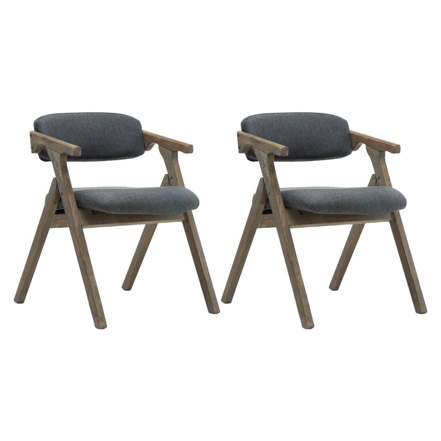 Country Style Dining Arm Chairs Open Back Foldable Upholstered Armchair Dark Gray 2 Piece Set Walnut Clearhalo ' kitchen&dining_furn' 'Dining Chairs' 'Dining Tables & Seating' 'dining_chair' 'furn' 'furn_dining_chair' 'Furniture' 'furniture_dining_chair' 'Kitchen & Dining Furniture' 'kitchen' 3705146