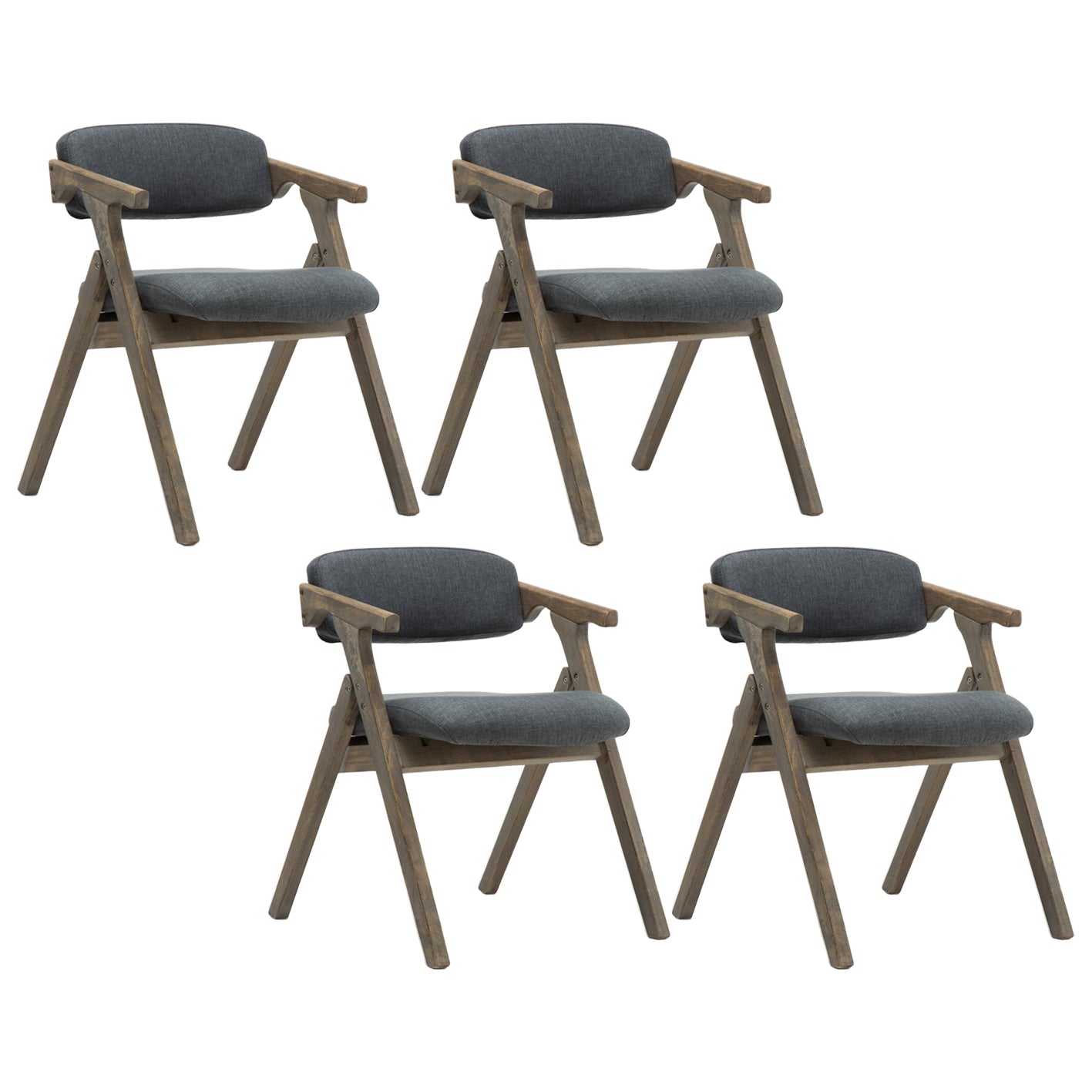 Country Style Dining Arm Chairs Open Back Foldable Upholstered Armchair Dark Gray 4 Piece Set Walnut Clearhalo ' kitchen&dining_furn' 'Dining Chairs' 'Dining Tables & Seating' 'dining_chair' 'furn' 'furn_dining_chair' 'Furniture' 'furniture_dining_chair' 'Kitchen & Dining Furniture' 'kitchen' 3705148
