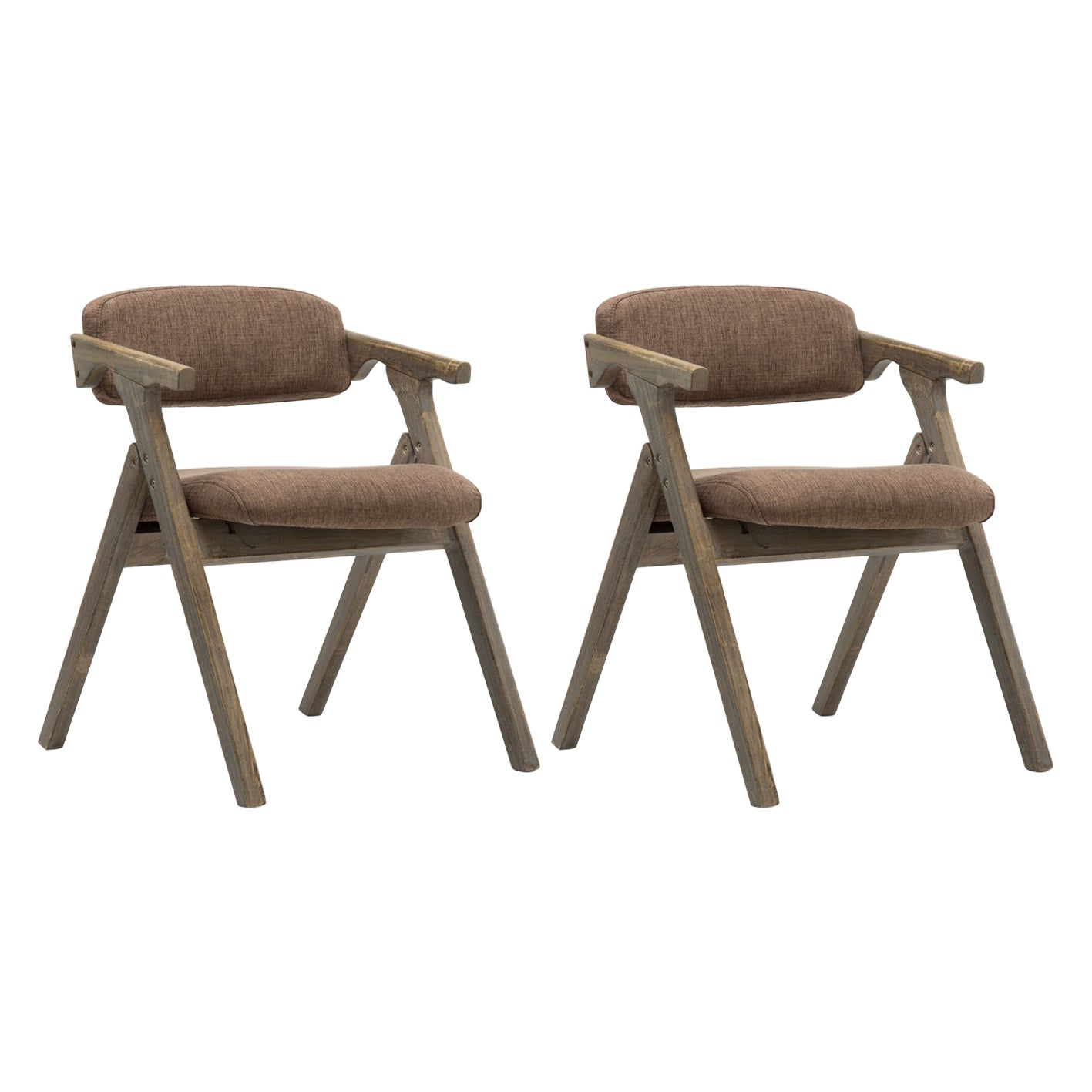 Country Style Dining Arm Chairs Open Back Foldable Upholstered Armchair Brown 2 Piece Set Walnut Clearhalo ' kitchen&dining_furn' 'Dining Chairs' 'Dining Tables & Seating' 'dining_chair' 'furn' 'furn_dining_chair' 'Furniture' 'furniture_dining_chair' 'Kitchen & Dining Furniture' 'kitchen' 3705153
