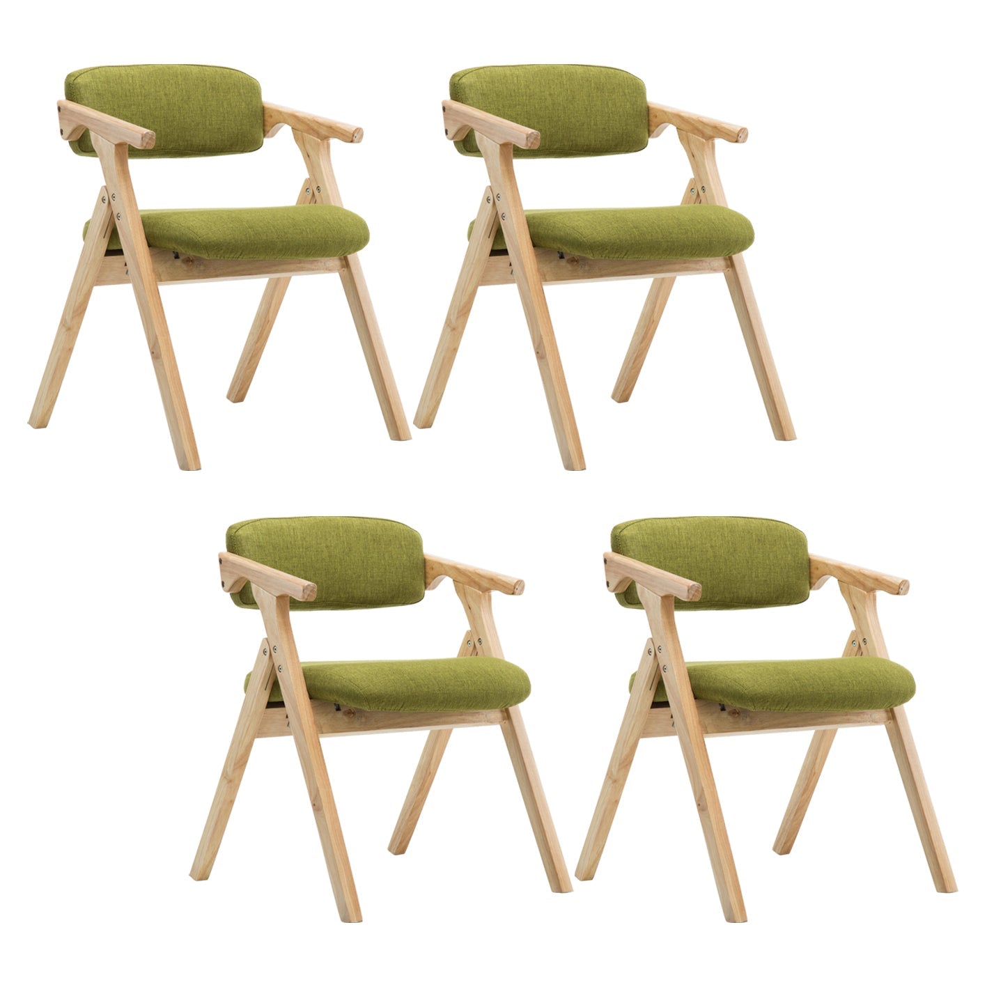 Country Style Dining Arm Chairs Open Back Foldable Upholstered Armchair Green 4 Piece Set Natural Wood Clearhalo ' kitchen&dining_furn' 'Dining Chairs' 'Dining Tables & Seating' 'dining_chair' 'furn' 'furn_dining_chair' 'Furniture' 'furniture_dining_chair' 'Kitchen & Dining Furniture' 'kitchen' 3705166