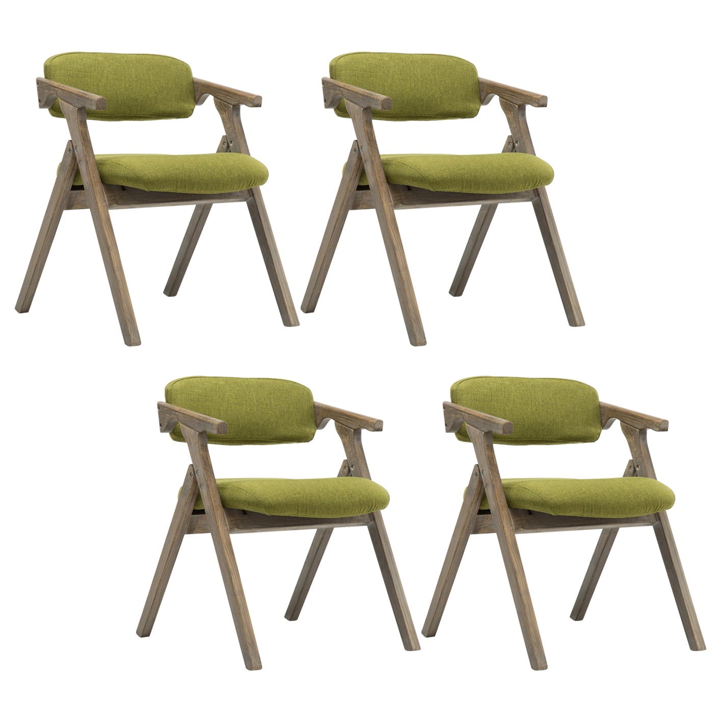 Country Style Dining Arm Chairs Open Back Foldable Upholstered Armchair Green 4 Piece Set Walnut Clearhalo ' kitchen&dining_furn' 'Dining Chairs' 'Dining Tables & Seating' 'dining_chair' 'furn' 'furn_dining_chair' 'Furniture' 'furniture_dining_chair' 'Kitchen & Dining Furniture' 'kitchen' 3705169
