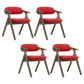 Country Style Dining Arm Chairs Open Back Foldable Upholstered Armchair Red 4 Piece Set Walnut Clearhalo ' kitchen&dining_furn' 'Dining Chairs' 'Dining Tables & Seating' 'dining_chair' 'furn' 'furn_dining_chair' 'Furniture' 'furniture_dining_chair' 'Kitchen & Dining Furniture' 'kitchen' 3705172