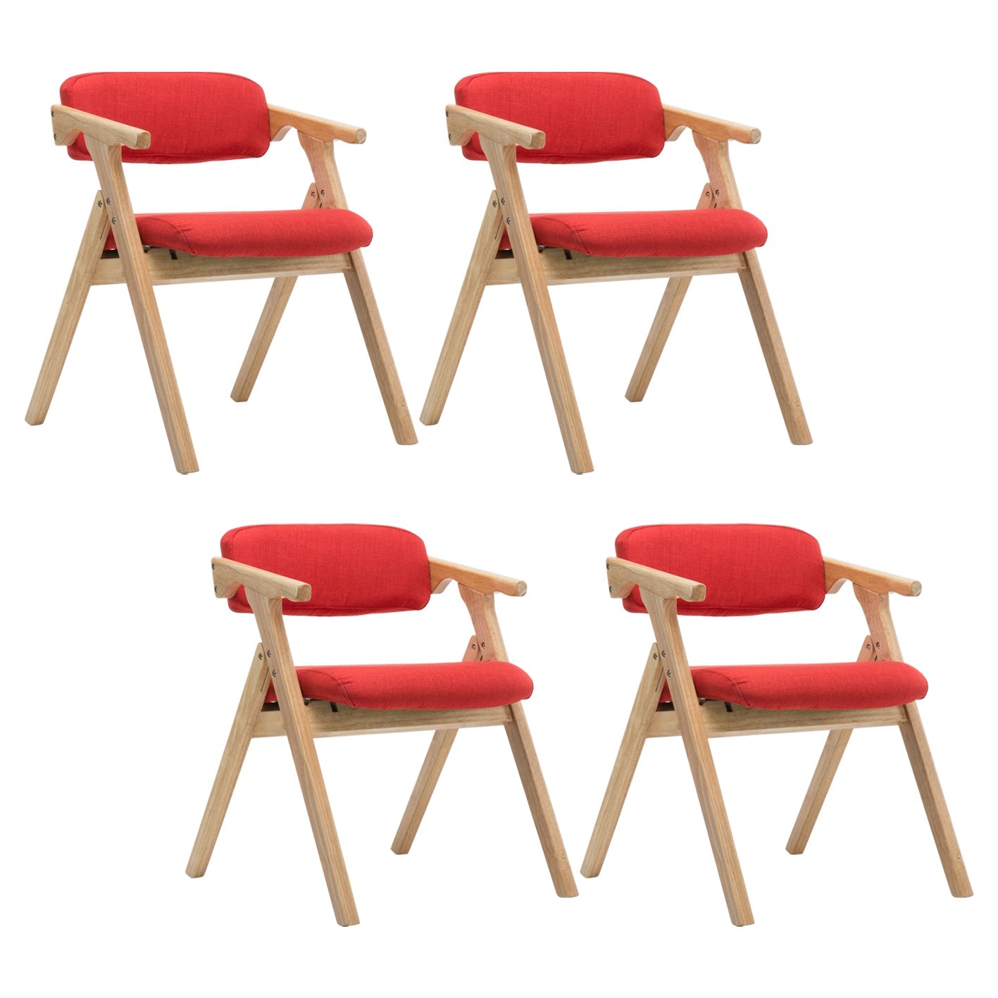 Country Style Dining Arm Chairs Open Back Foldable Upholstered Armchair Red 4 Piece Set Natural Wood Clearhalo ' kitchen&dining_furn' 'Dining Chairs' 'Dining Tables & Seating' 'dining_chair' 'furn' 'furn_dining_chair' 'Furniture' 'furniture_dining_chair' 'Kitchen & Dining Furniture' 'kitchen' 3705178