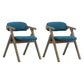 Country Style Dining Arm Chairs Open Back Foldable Upholstered Armchair Blue 2 Piece Set Walnut Clearhalo ' kitchen&dining_furn' 'Dining Chairs' 'Dining Tables & Seating' 'dining_chair' 'furn' 'furn_dining_chair' 'Furniture' 'furniture_dining_chair' 'Kitchen & Dining Furniture' 'kitchen' 3705180