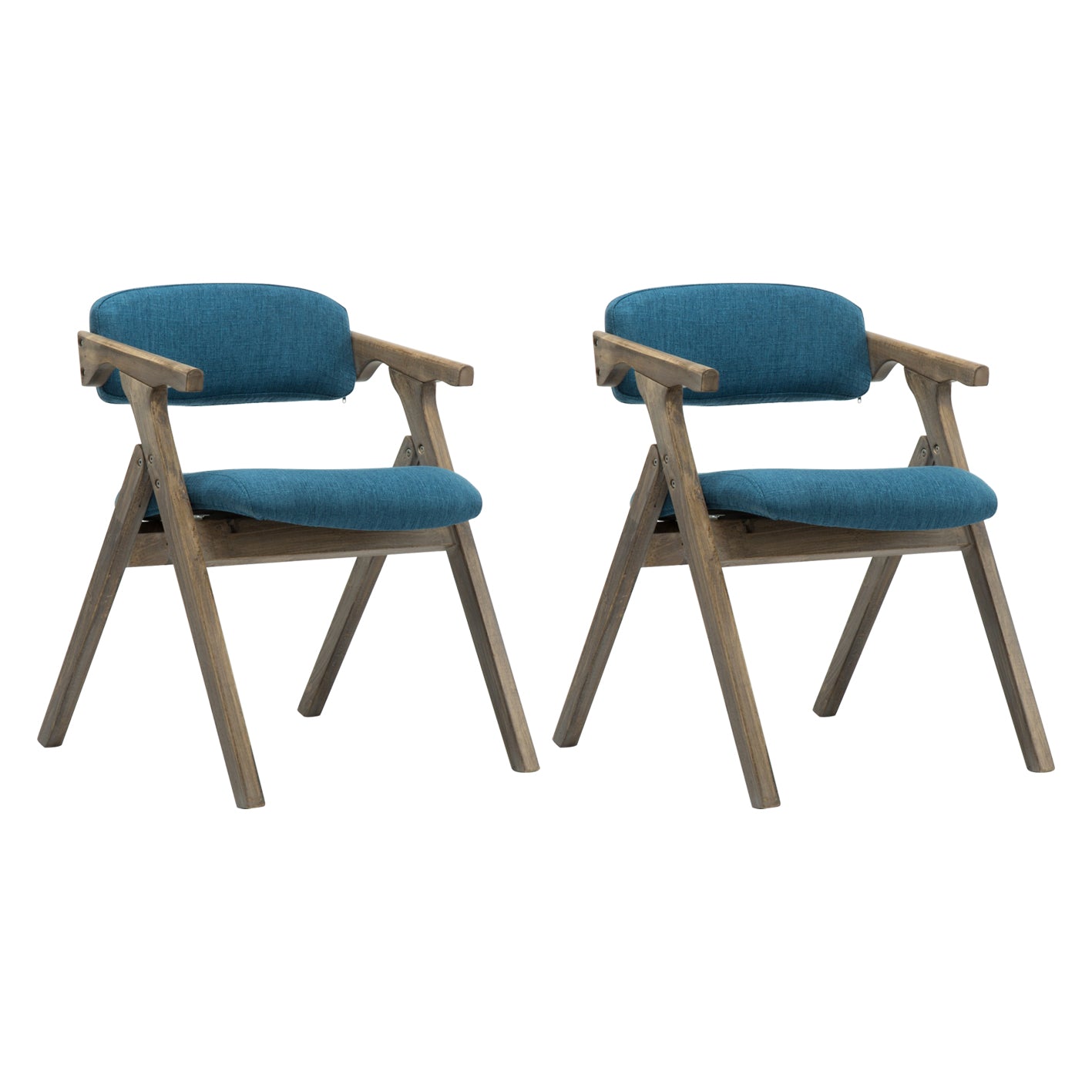 Country Style Dining Arm Chairs Open Back Foldable Upholstered Armchair Blue 2 Piece Set Walnut Clearhalo ' kitchen&dining_furn' 'Dining Chairs' 'Dining Tables & Seating' 'dining_chair' 'furn' 'furn_dining_chair' 'Furniture' 'furniture_dining_chair' 'Kitchen & Dining Furniture' 'kitchen' 3705180
