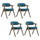 Country Style Dining Arm Chairs Open Back Foldable Upholstered Armchair Blue 4 Piece Set Walnut Clearhalo ' kitchen&dining_furn' 'Dining Chairs' 'Dining Tables & Seating' 'dining_chair' 'furn' 'furn_dining_chair' 'Furniture' 'furniture_dining_chair' 'Kitchen & Dining Furniture' 'kitchen' 3705181