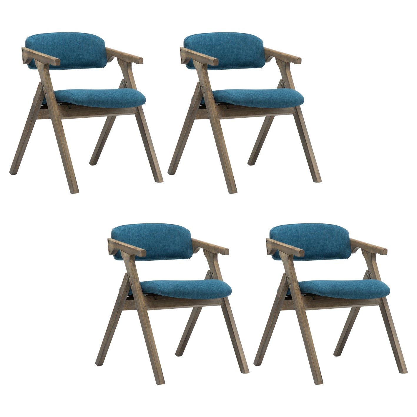 Country Style Dining Arm Chairs Open Back Foldable Upholstered Armchair Blue 4 Piece Set Walnut Clearhalo ' kitchen&dining_furn' 'Dining Chairs' 'Dining Tables & Seating' 'dining_chair' 'furn' 'furn_dining_chair' 'Furniture' 'furniture_dining_chair' 'Kitchen & Dining Furniture' 'kitchen' 3705181