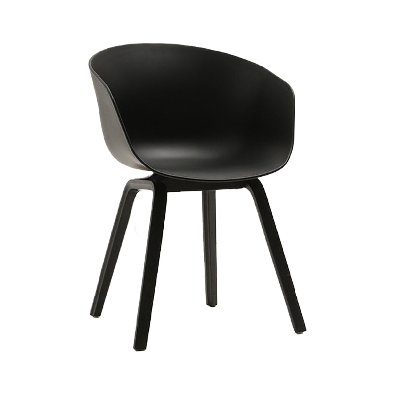 Contemporary Style Dining Room Chairs Solid Arm Chair with Wooden Legs Black Black 1 Piece Clearhalo ' kitchen&dining_furn' 'Dining Chairs' 'Dining Tables & Seating' 'dining_chair' 'Furniture' 'furniture_dining_chair' 'Kitchen & Dining Furniture' 'kitchen' 3705330