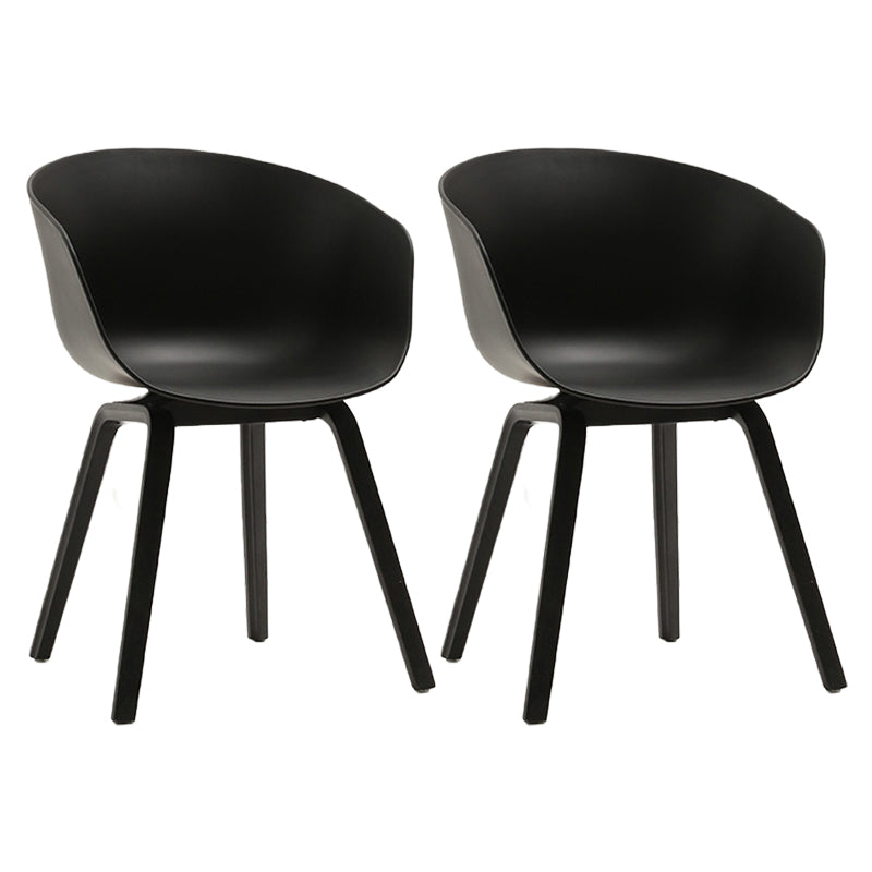 Contemporary Style Dining Room Chairs Solid Arm Chair with Wooden Legs Black Black Set of 2 Clearhalo ' kitchen&dining_furn' 'Dining Chairs' 'Dining Tables & Seating' 'dining_chair' 'Furniture' 'furniture_dining_chair' 'Kitchen & Dining Furniture' 'kitchen' 3705332