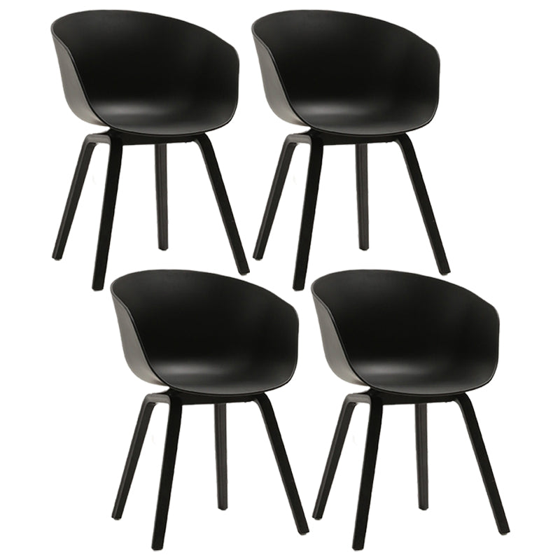 Contemporary Style Dining Room Chairs Solid Arm Chair with Wooden Legs Black Black Set of 4 Clearhalo ' kitchen&dining_furn' 'Dining Chairs' 'Dining Tables & Seating' 'dining_chair' 'Furniture' 'furniture_dining_chair' 'Kitchen & Dining Furniture' 'kitchen' 3705334