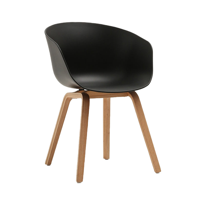 Contemporary Style Dining Room Chairs Solid Arm Chair with Wooden Legs Black Natural Wood 1 Piece Clearhalo ' kitchen&dining_furn' 'Dining Chairs' 'Dining Tables & Seating' 'dining_chair' 'Furniture' 'furniture_dining_chair' 'Kitchen & Dining Furniture' 'kitchen' 3705336