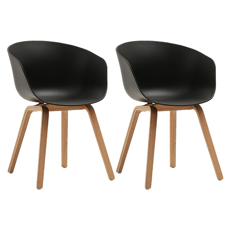 Contemporary Style Dining Room Chairs Solid Arm Chair with Wooden Legs Black Natural Wood Set of 2 Clearhalo ' kitchen&dining_furn' 'Dining Chairs' 'Dining Tables & Seating' 'dining_chair' 'Furniture' 'furniture_dining_chair' 'Kitchen & Dining Furniture' 'kitchen' 3705338