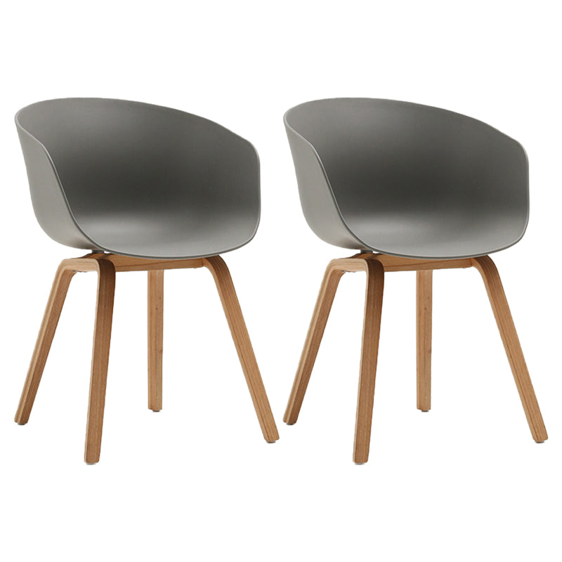 Contemporary Style Dining Room Chairs Solid Arm Chair with Wooden Legs Grey Natural Wood Set of 2 Clearhalo ' kitchen&dining_furn' 'Dining Chairs' 'Dining Tables & Seating' 'dining_chair' 'Furniture' 'furniture_dining_chair' 'Kitchen & Dining Furniture' 'kitchen' 3705349