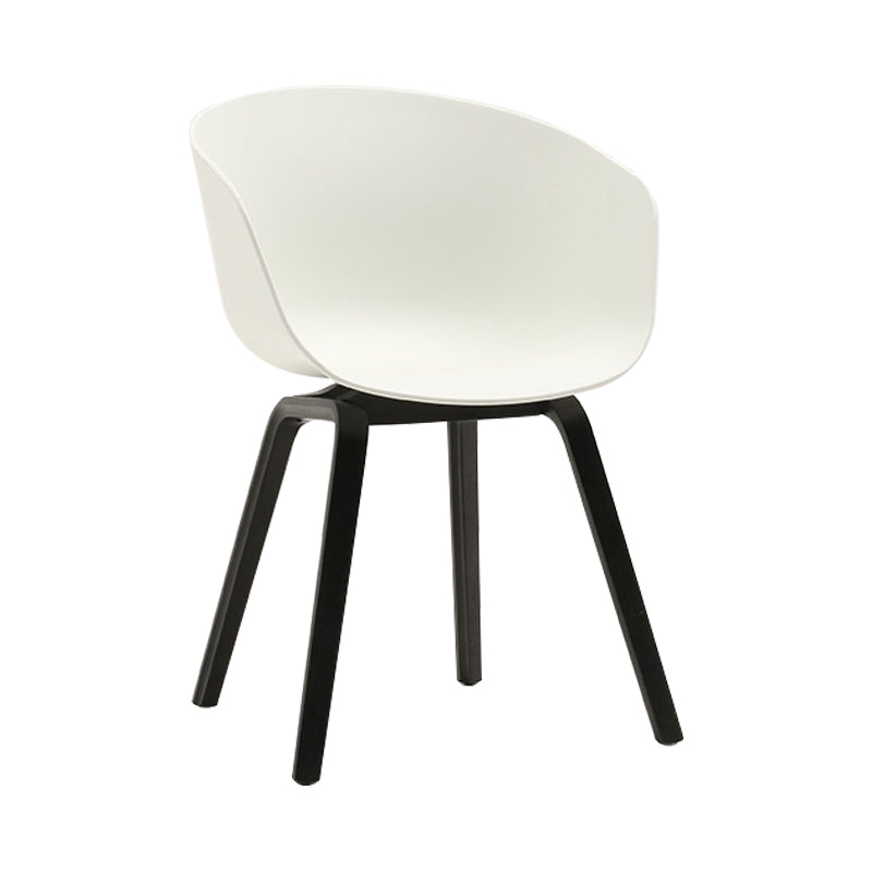Contemporary Style Dining Room Chairs Solid Arm Chair with Wooden Legs White Black 1 Piece Clearhalo ' kitchen&dining_furn' 'Dining Chairs' 'Dining Tables & Seating' 'dining_chair' 'Furniture' 'furniture_dining_chair' 'Kitchen & Dining Furniture' 'kitchen' 3705353