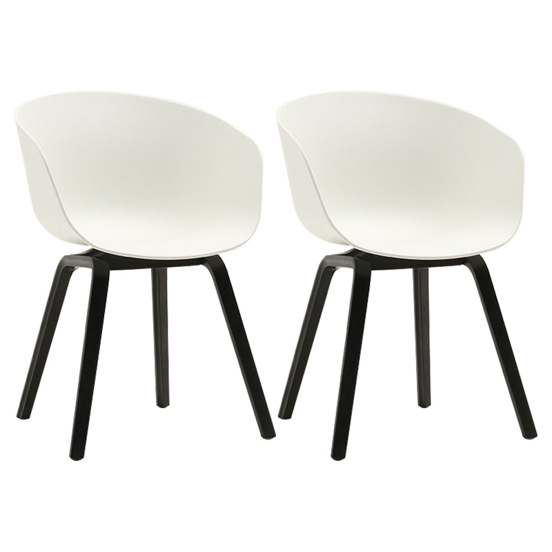 Contemporary Style Dining Room Chairs Solid Arm Chair with Wooden Legs White Black Set of 2 Clearhalo ' kitchen&dining_furn' 'Dining Chairs' 'Dining Tables & Seating' 'dining_chair' 'Furniture' 'furniture_dining_chair' 'Kitchen & Dining Furniture' 'kitchen' 3705355