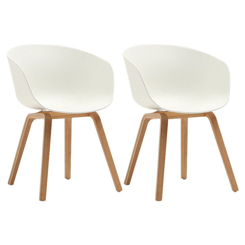 Contemporary Style Dining Room Chairs Solid Arm Chair with Wooden Legs White Natural Wood Set of 2 Clearhalo ' kitchen&dining_furn' 'Dining Chairs' 'Dining Tables & Seating' 'dining_chair' 'Furniture' 'furniture_dining_chair' 'Kitchen & Dining Furniture' 'kitchen' 3705360