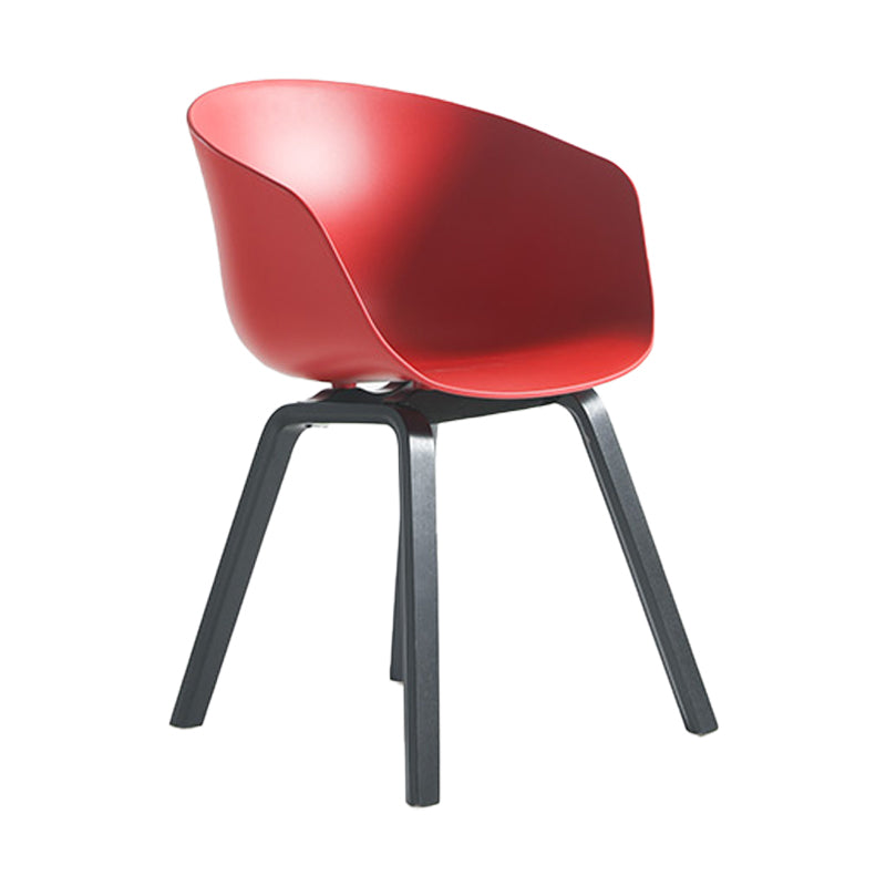 Contemporary Style Dining Room Chairs Solid Arm Chair with Wooden Legs Red Black 1 Piece Clearhalo ' kitchen&dining_furn' 'Dining Chairs' 'Dining Tables & Seating' 'dining_chair' 'Furniture' 'furniture_dining_chair' 'Kitchen & Dining Furniture' 'kitchen' 3705362