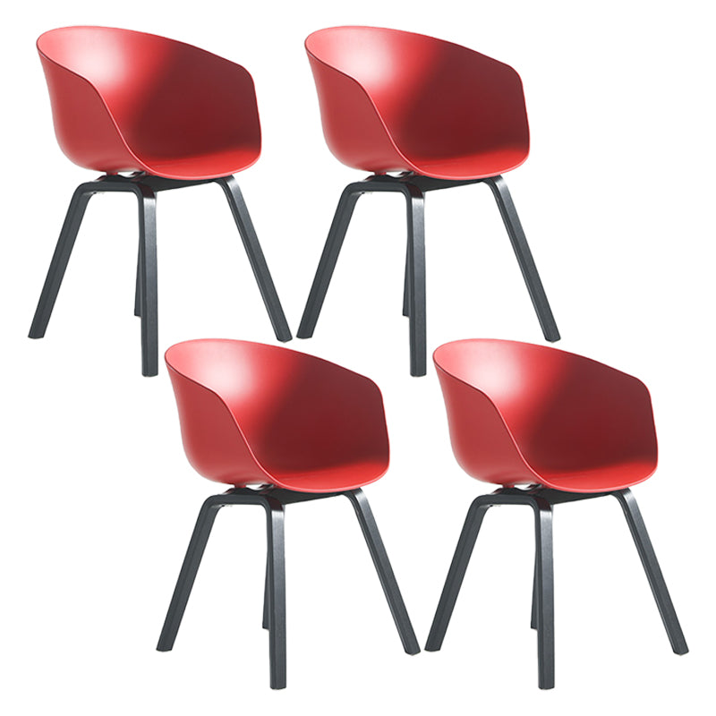 Contemporary Style Dining Room Chairs Solid Arm Chair with Wooden Legs Red Black Set of 4 Clearhalo ' kitchen&dining_furn' 'Dining Chairs' 'Dining Tables & Seating' 'dining_chair' 'Furniture' 'furniture_dining_chair' 'Kitchen & Dining Furniture' 'kitchen' 3705364