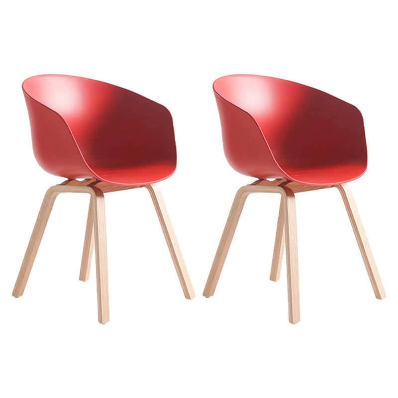 Contemporary Style Dining Room Chairs Solid Arm Chair with Wooden Legs Red Natural Wood Set of 2 Clearhalo ' kitchen&dining_furn' 'Dining Chairs' 'Dining Tables & Seating' 'dining_chair' 'Furniture' 'furniture_dining_chair' 'Kitchen & Dining Furniture' 'kitchen' 3705366