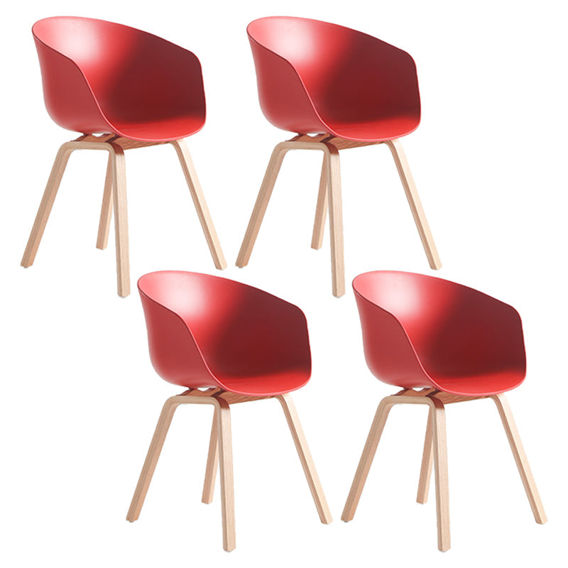 Contemporary Style Dining Room Chairs Solid Arm Chair with Wooden Legs Red Natural Wood Set of 4 Clearhalo ' kitchen&dining_furn' 'Dining Chairs' 'Dining Tables & Seating' 'dining_chair' 'Furniture' 'furniture_dining_chair' 'Kitchen & Dining Furniture' 'kitchen' 3705367