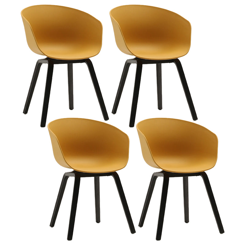 Contemporary Style Dining Room Chairs Solid Arm Chair with Wooden Legs Yellow Black Set of 4 Clearhalo ' kitchen&dining_furn' 'Dining Chairs' 'Dining Tables & Seating' 'dining_chair' 'Furniture' 'furniture_dining_chair' 'Kitchen & Dining Furniture' 'kitchen' 3705370