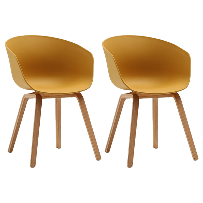 Contemporary Style Dining Room Chairs Solid Arm Chair with Wooden Legs Yellow Natural Wood Set of 2 Clearhalo ' kitchen&dining_furn' 'Dining Chairs' 'Dining Tables & Seating' 'dining_chair' 'Furniture' 'furniture_dining_chair' 'Kitchen & Dining Furniture' 'kitchen' 3705372