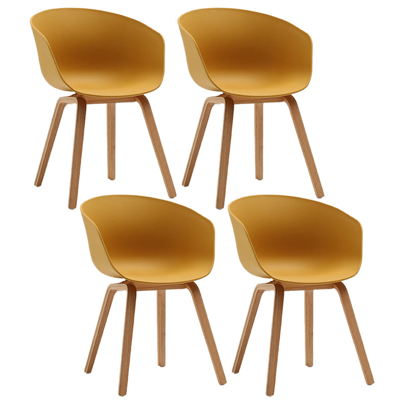 Contemporary Style Dining Room Chairs Solid Arm Chair with Wooden Legs Yellow Natural Wood Set of 4 Clearhalo ' kitchen&dining_furn' 'Dining Chairs' 'Dining Tables & Seating' 'dining_chair' 'Furniture' 'furniture_dining_chair' 'Kitchen & Dining Furniture' 'kitchen' 3705373