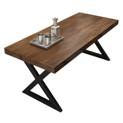 Industrial Solid Wood Dining Table Brown Rectangle Table with Sled Base for Dinning Room Without Chairs Clearhalo ' dining_table' 'Dining Tables & Seating' 'Dining Tables' 'furn' 'furn_dining_table' 'Furniture' 'furniture_dining_table' 'Kitchen & Dining Furniture' 'kitchen&dining_furn' 'kitchen' 'kitchen_dining_table' 3723320