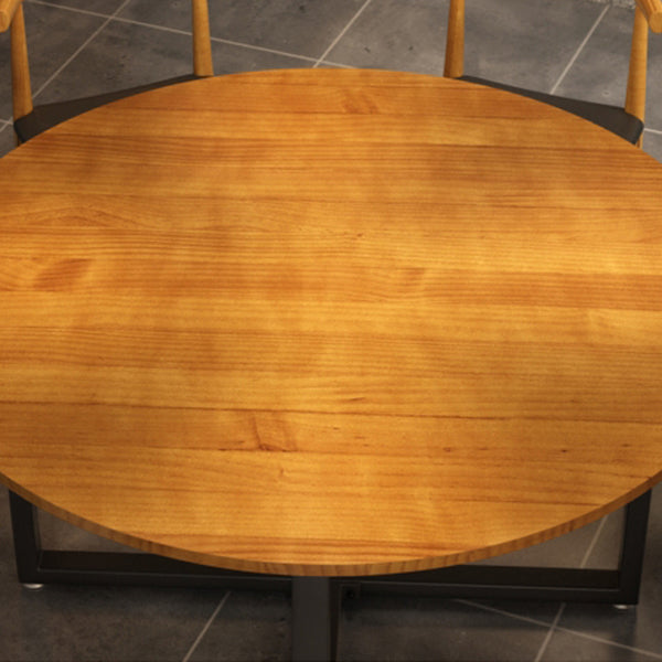 Contemporary Style Wood Dining Table Round Shape Table with Metallic Trestle Base Clearhalo ' dining_table' 'Dining Tables & Seating' 'Dining Tables' 'furn' 'furn_dining_table' 'Furniture' 'furniture_dining_table' 'Kitchen & Dining Furniture' 'kitchen&dining_furn' 'kitchen' 'kitchen_dining_table' 3723332