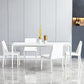 Contemporary Rectangle Dining Table Sintered Stone Table with 4 White Legs,55.1"L x 31.5"W x 30"H Clearhalo ' dining_table' 'Dining Tables & Seating' 'Dining Tables' 'Furniture' 'furniture_dining_table' 'Kitchen & Dining Furniture' 'kitchen&dining_furn' 'kitchen' 'kitchen_dining_table' 3723345