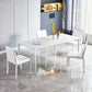 Contemporary Rectangle Dining Table Sintered Stone Table with 4 White Legs,55.1"L x 31.5"W x 30"H Clearhalo ' dining_table' 'Dining Tables & Seating' 'Dining Tables' 'Furniture' 'furniture_dining_table' 'Kitchen & Dining Furniture' 'kitchen&dining_furn' 'kitchen' 'kitchen_dining_table' 3723347