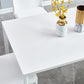 Contemporary Rectangle Dining Table Sintered Stone Table with 4 White Legs,55.1"L x 31.5"W x 30"H Clearhalo ' dining_table' 'Dining Tables & Seating' 'Dining Tables' 'Furniture' 'furniture_dining_table' 'Kitchen & Dining Furniture' 'kitchen&dining_furn' 'kitchen' 'kitchen_dining_table' 3723348