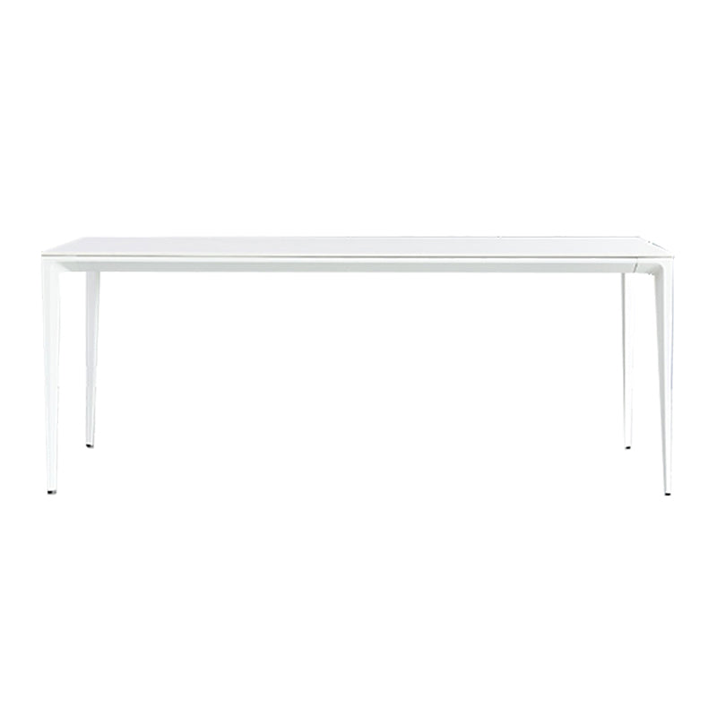 Contemporary Rectangle Dining Table Sintered Stone Table with 4 White Legs,55.1"L x 31.5"W x 30"H 55.1"L x 31.5"W x 29.5"H Clearhalo ' dining_table' 'Dining Tables & Seating' 'Dining Tables' 'Furniture' 'furniture_dining_table' 'Kitchen & Dining Furniture' 'kitchen&dining_furn' 'kitchen' 'kitchen_dining_table' 3723349