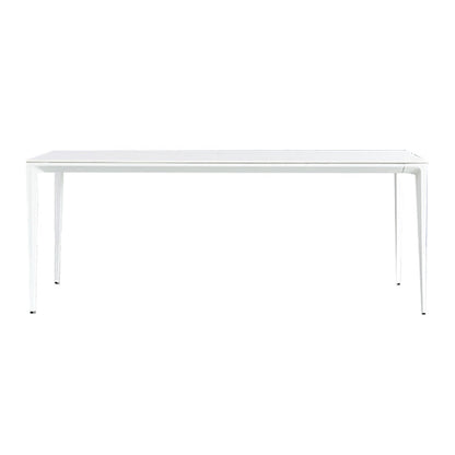 Contemporary Rectangle Dining Table Sintered Stone Table with 4 White Legs,55.1"L x 31.5"W x 30"H 55.1"L x 31.5"W x 29.5"H Clearhalo ' dining_table' 'Dining Tables & Seating' 'Dining Tables' 'Furniture' 'furniture_dining_table' 'Kitchen & Dining Furniture' 'kitchen&dining_furn' 'kitchen' 'kitchen_dining_table' 3723349
