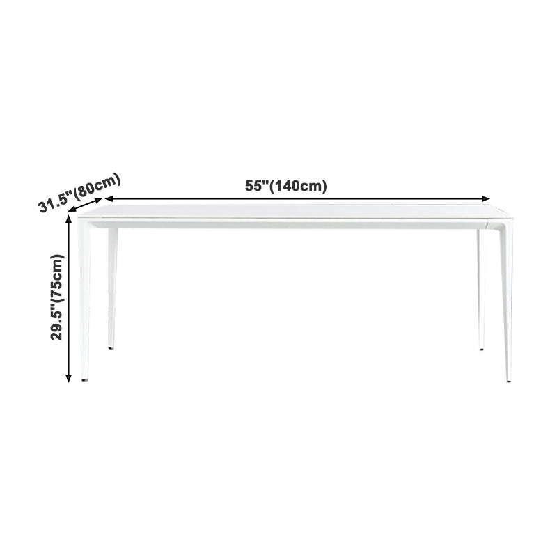 Contemporary Rectangle Dining Table Sintered Stone Table with 4 White Legs,55.1"L x 31.5"W x 30"H Clearhalo ' dining_table' 'Dining Tables & Seating' 'Dining Tables' 'Furniture' 'furniture_dining_table' 'Kitchen & Dining Furniture' 'kitchen&dining_furn' 'kitchen' 'kitchen_dining_table' 3723354