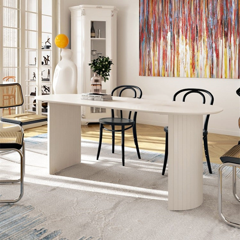 Solid Wood Contemporary Oval Dining Table White Wood Top Table for Dining Room Clearhalo ' dining_table' 'Dining Tables & Seating' 'Dining Tables' 'furn' 'furn_dining_table' 'Furniture' 'furniture_dining_table' 'Kitchen & Dining Furniture' 'kitchen&dining_furn' 'kitchen' 'kitchen_dining_table' 3723368