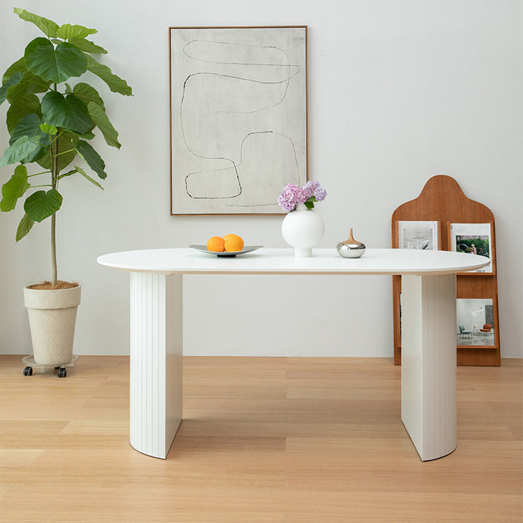 Solid Wood Contemporary Oval Dining Table White Wood Top Table for Dining Room Clearhalo ' dining_table' 'Dining Tables & Seating' 'Dining Tables' 'furn' 'furn_dining_table' 'Furniture' 'furniture_dining_table' 'Kitchen & Dining Furniture' 'kitchen&dining_furn' 'kitchen' 'kitchen_dining_table' 3723370