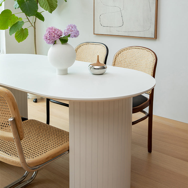 Solid Wood Contemporary Oval Dining Table White Wood Top Table for Dining Room Clearhalo ' dining_table' 'Dining Tables & Seating' 'Dining Tables' 'furn' 'furn_dining_table' 'Furniture' 'furniture_dining_table' 'Kitchen & Dining Furniture' 'kitchen&dining_furn' 'kitchen' 'kitchen_dining_table' 3723372