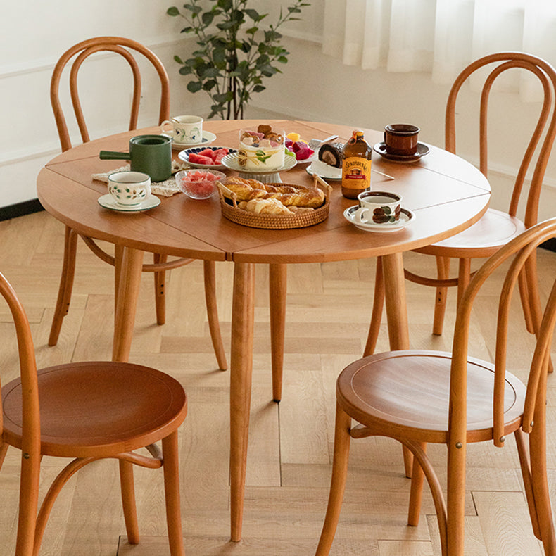 Cherry Wooden Round Table Extendable 4 Legs Square Dining Table in Nature Clearhalo ' dining_table' 'Dining Tables & Seating' 'Dining Tables' 'furn' 'furn_dining_table' 'Furniture' 'furniture_dining_table' 'Kitchen & Dining Furniture' 'kitchen&dining_furn' 'kitchen' 'kitchen_dining_table' 3723384