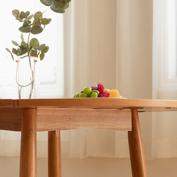 Cherry Wooden Round Table Extendable 4 Legs Square Dining Table in Nature Clearhalo ' dining_table' 'Dining Tables & Seating' 'Dining Tables' 'furn' 'furn_dining_table' 'Furniture' 'furniture_dining_table' 'Kitchen & Dining Furniture' 'kitchen&dining_furn' 'kitchen' 'kitchen_dining_table' 3723390