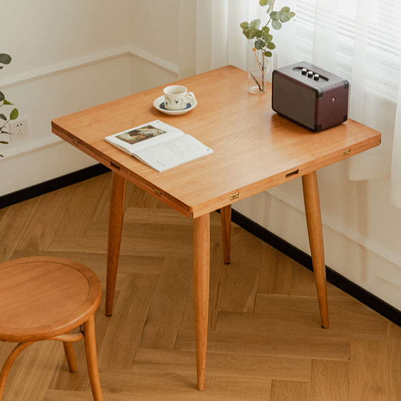 Cherry Wooden Round Table Extendable 4 Legs Square Dining Table in Nature Clearhalo ' dining_table' 'Dining Tables & Seating' 'Dining Tables' 'furn' 'furn_dining_table' 'Furniture' 'furniture_dining_table' 'Kitchen & Dining Furniture' 'kitchen&dining_furn' 'kitchen' 'kitchen_dining_table' 3723392