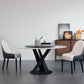 Contemporary Round Dining Table Sintered Stone Table with Black Pedestal Base,47.2"L x 27.6"W x 30"H Clearhalo ' dining_table' 'Dining Tables & Seating' 'Dining Tables' 'furn' 'furn_dining_table' 'Furniture' 'furniture_dining_table' 'Kitchen & Dining Furniture' 'kitchen&dining_furn' 'kitchen' 'kitchen_dining_table' 3723397