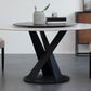 Contemporary Round Dining Table Sintered Stone Table with Black Pedestal Base,47.2"L x 27.6"W x 30"H Clearhalo ' dining_table' 'Dining Tables & Seating' 'Dining Tables' 'furn' 'furn_dining_table' 'Furniture' 'furniture_dining_table' 'Kitchen & Dining Furniture' 'kitchen&dining_furn' 'kitchen' 'kitchen_dining_table' 3723398