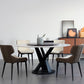 Contemporary Round Dining Table Sintered Stone Table with Black Pedestal Base,47.2"L x 27.6"W x 30"H Clearhalo ' dining_table' 'Dining Tables & Seating' 'Dining Tables' 'furn' 'furn_dining_table' 'Furniture' 'furniture_dining_table' 'Kitchen & Dining Furniture' 'kitchen&dining_furn' 'kitchen' 'kitchen_dining_table' 3723405