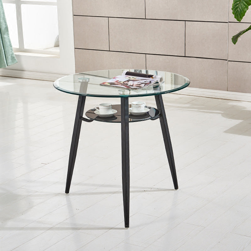 Contemporary Style Kitchen Tempered Glass Dining Table Round Shape Table with 3 Legs Base Clearhalo ' dining_table' 'Dining Tables & Seating' 'Dining Tables' 'furn' 'furn_dining_table' 'Furniture' 'furniture_dining_table' 'Kitchen & Dining Furniture' 'kitchen&dining_furn' 'kitchen' 'kitchen_dining_table' 3723420